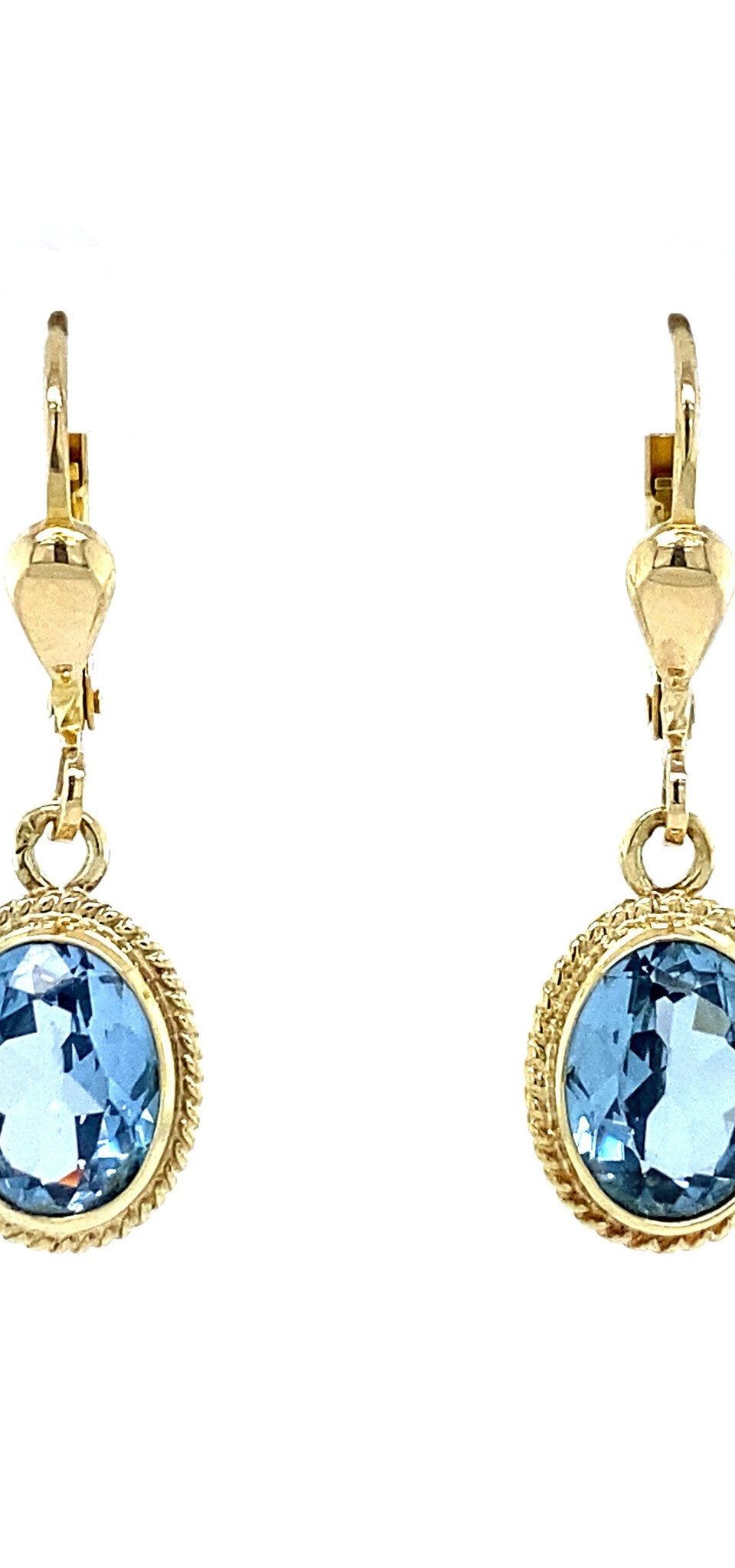 Vintage 14K Gold Drop Earrings with Spinel